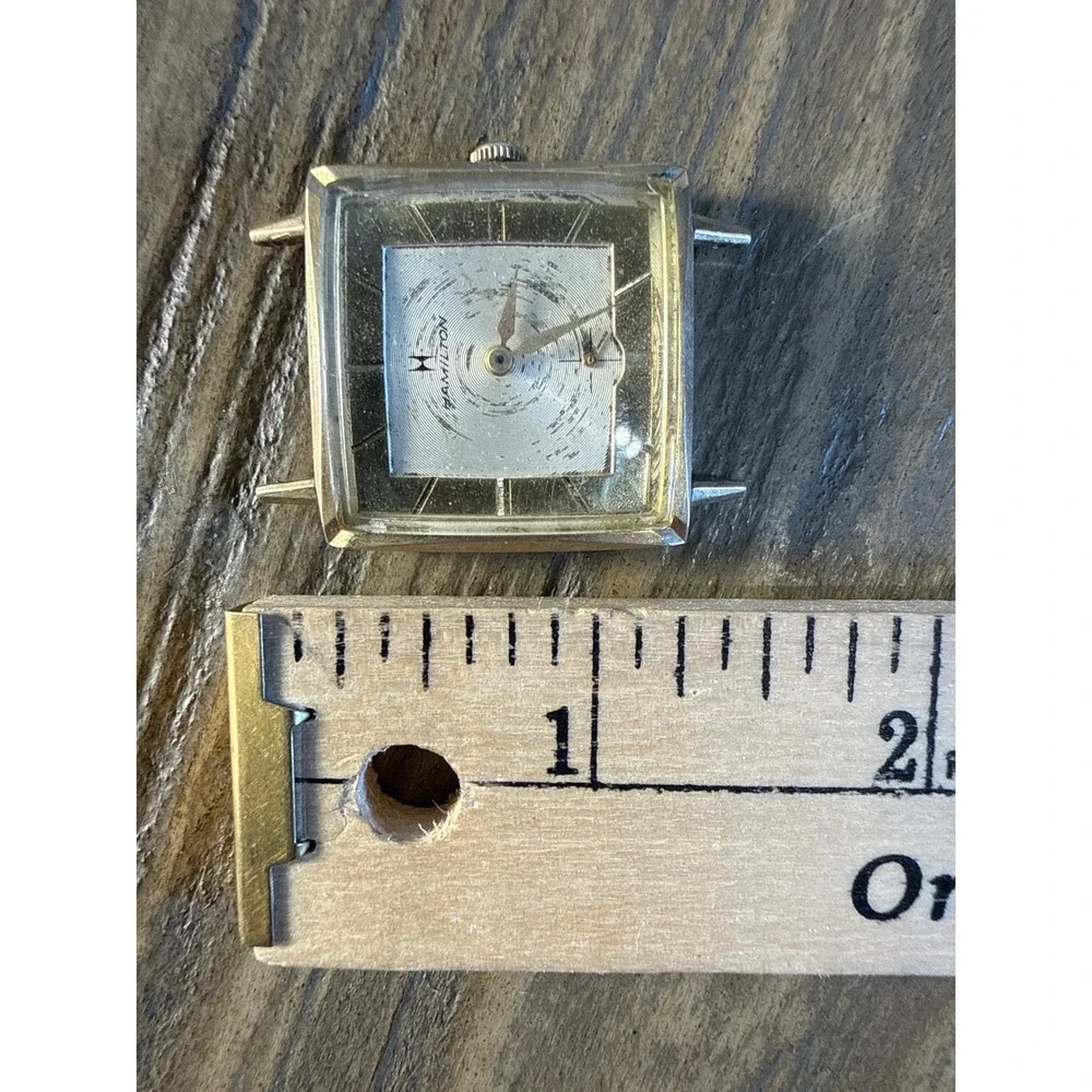 Vintage Hamilton Square Watch Head Men's 28mm Gold 10K RGP Manual Wind Working